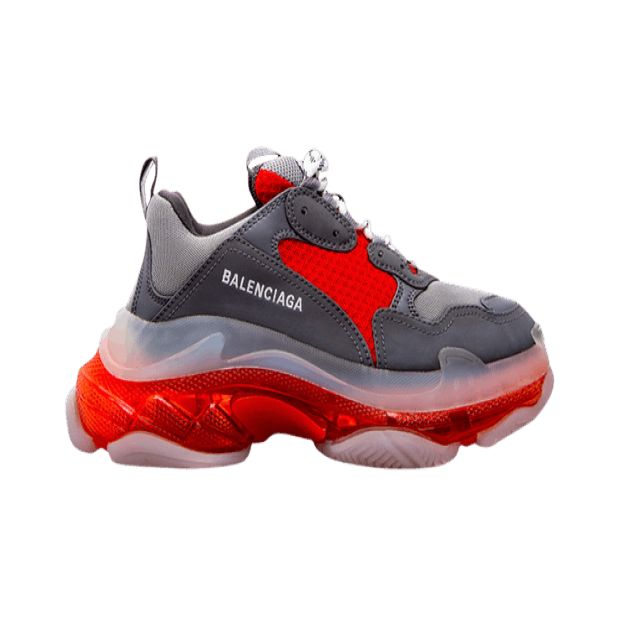 CHEAP BALENCIAGA TRIPLE S CLEAR SOLE GREY RED