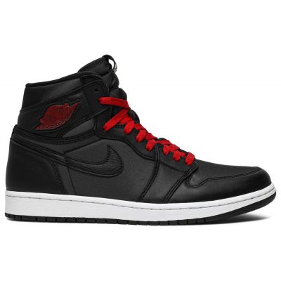  AIR JORDAN 1 RETRO HIGH BLACK SATIN GYM RED