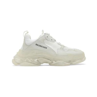  BALENCIAGA WHITE TRIPLE S CLEAR SOLE SNEAKERS